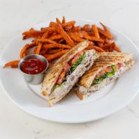 Chicken Salad Sandwich · Roasted all-natural chicken, celery, pecans, cranberries, green onions, mayonnaise, and pars...