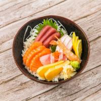 D07. Chirashi · Assorted sashimi with sushi rice on the side. 3 tuna, 2 salmon, 2 yellowtail, 2 white tuna, ...