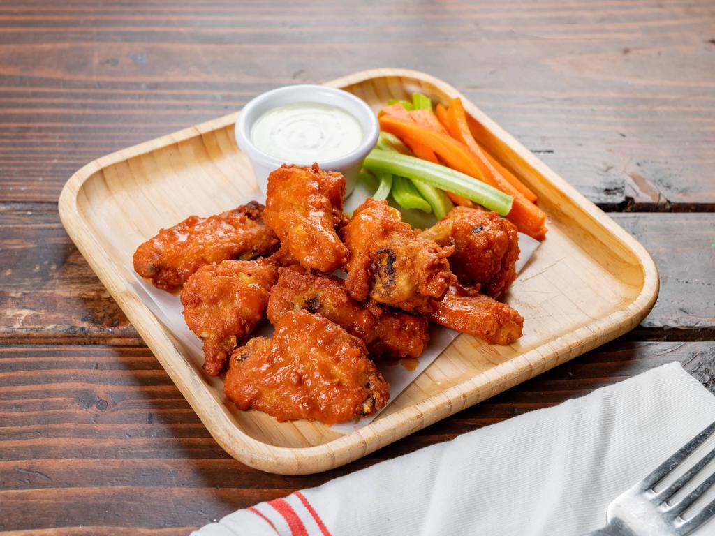A La Diabla Wings · 8 pieces of wings with home-made a la Diabla sauce, carrots & celery choice of blue cheese, home-made sauce or ranch.