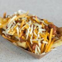 Chili Cheese Fries · House-made chili, aged cheddar queso, and shredded cheese