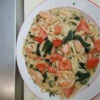 Shrimp Florentina · Sauteed shrimp, tomatoes, and spinach in a white garlic butter sauce.