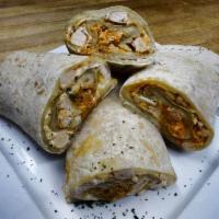 Buffalo Chicken Wrap · Comes with romaine lettuce, Buffalo sauce, and blue cheese.