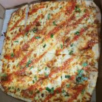 Brooklyn Style Pizza · Thin square crust with fresh garlic, olive, olive oil, and marinara.