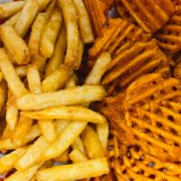 1/2 and 1/2 Fries · Half French Fries Half Sweet Potato Waffle Fries