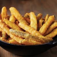 Pickle Fries · Five spicy deep fried pickle spears