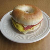 Breakfast Sandwich · Egg, cheese, and turkey bacon.
