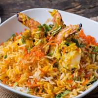 Shrimp Biryani · Simmered in a blend of aromatic base of spices, rice and shrimp.