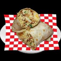 Sausage Breakfast Burrito · Potatoes, eggs, cheese and Mexican salsa.