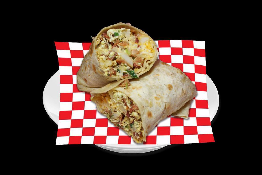 Steak Burritos · Includes Egg, potato, Cheese and Mexican Salsa. 