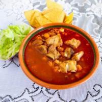 Pozole · A traditional Mexican stew made with hominy, meat, and vegetables. 