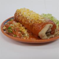 Vegetarian Wet Burrito · Rice and beans.