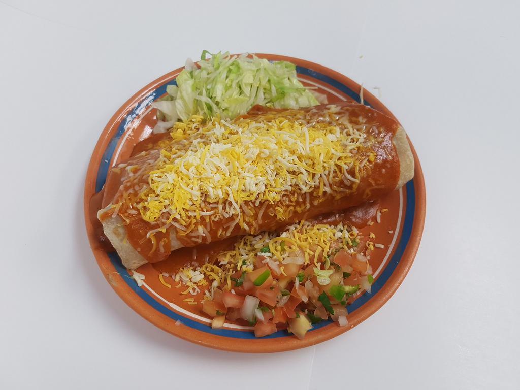 Rivas Wet Burritos · Steak and pastor meat. Includes rice and beans. On the side comes with lettuce and Mexican Salsa. 