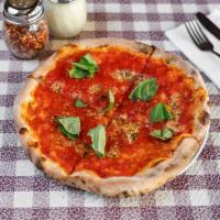 Marinara Pizza( this pizza has no cheese) · Tomato sauce, garlic and oregano.