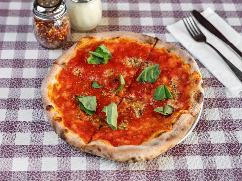 Marinara Pizza( this pizza has no cheese) · Tomato sauce, garlic and oregano.
