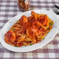 Shrimp Marinara · With linguini in peppino's homemade tomato sauce.