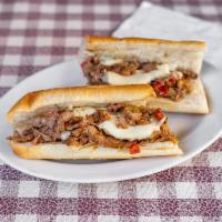 Cheese Steak Special · Cheese, steak, mushrooms, fried onions and green peppers.