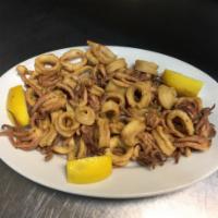 Fried Calamari · Calamari battered, then deep-fried.