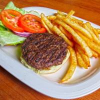 Build Your Own Burger · Start with our 1/2 lb. steak patty on a brioche bun. Served with a side of fries.