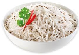 Basmati Zira Rice · Steamed basmati rice, garlic ginger and cumin.