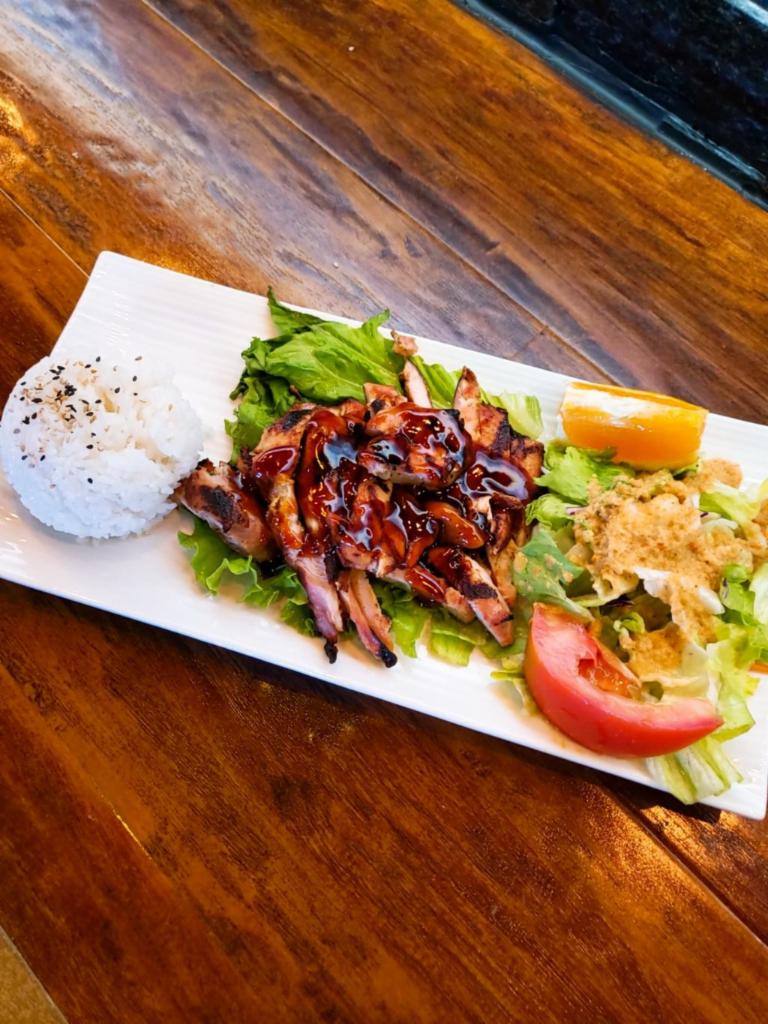 Kid's Chicken Teriyaki · Grilled chicken with house-made teriyaki sauce. Served with smaller portion of meat and one scoop of rice.