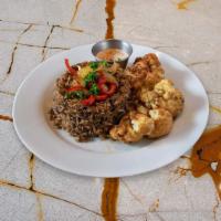 Mdardara platter (V,GF)   · Lentil with rice, caramelized onions and a side of cauliflower with tahini sauce & one Pita ...