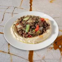 Awarma Plate (GF) · Traditionally seasoned minced ground beef on a bed a hummus. Comes with one Pita Bread.