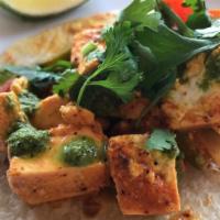 Paneer Taco · indian cottage cheese, Mint Sauce , Cilantro 