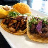 2 Taco Plate · Served With rice and beans.