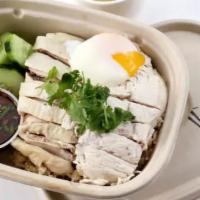 The Original · Breast and thigh with skin, poached organic Mary's chicken over fragrant jasmine chicken ric...