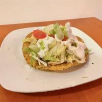 Pollo · Shredded chicken with beans, lettuce, tomatoe, sour cream and queso fresco (Mexican shredded...