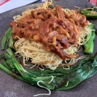 L15. Pork in Hot and Spicy Sauce Lo Mein · Hot and spicy.