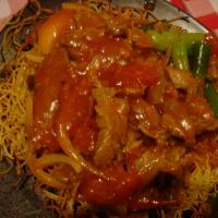 S15. Sauteed Beef and Tomatoes with Pan Fried Noodles · 