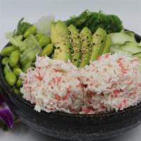 Snow Crab Salad Bowl · Choice of protein with salad base, pickled cucumber, avocado, carrot, red cabbage, edamame, ...