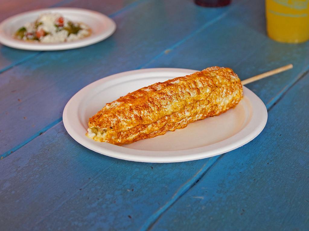 Mexican Corn on The Cob · Comes with Mexican cream, cheese and chili powder.
