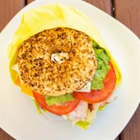 Dagwood Sandwich · Choice of Toasted Bagel ＆ Mayo, Mustard or Spread with Turkey, Pastrami ＆ Ham, Cheddar, Pepp...