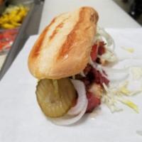 Pastrami Sandwich · Smoked and cured beef sandwich. . 