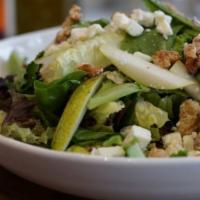 Pear & Gorgonzola Salad · Mixed greens, fresh pear slices, gorgonzola cheese, housemade candied walnuts with balsamic ...