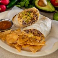 Steak and Chicken Burrito · Mexican rice, pinto beans, lettuce, Monterrey Jack cheese, sour cream, and salsa roja wrappe...