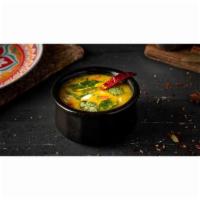 Lentil Dal Soup (Cup) · Hearty tadka-style soup made from stewed lentil, tomato, onion, cumin seeds, turmeric, and g...