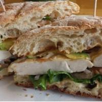 Grilled Chicken Breast Sandwich · Grilled chicken filet, havarti cheese, green leaf lettuce, tomato, red onion and house aioli...