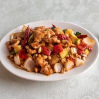 Kung Pao Chicken · Served with steamed rice. Hot and spicy.