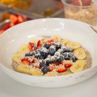 Chia Seed Pudding · Banana, coconut, coconut milk, chia, berries, maple syrup, toasted gluten-free oats, shaved ...