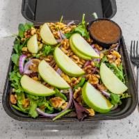 Apple and Walnut Salad · Spring mixed greens, onion, apple slices and walnuts with a balsamic vinaigrette dressing. V...