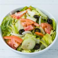 House Salad · Lettuce, tomatoes, cucumber, black olives, onions and carrots. 