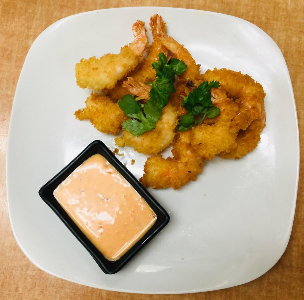 A6. Fried Battered Shrimp with Sauce · Dipped with our special sweet chili sauce.