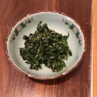 Spinach Gomaae · Boil spinach with sesame seed sauce.