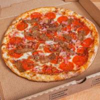 Manhattan Meat Lover Pizza · Beef, pepperoni, sausage, ham, bacon.