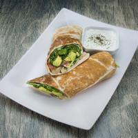 Veggie Delight Sandwich · Fresh avocado, Provolone cheese, mushrooms, tomatoes, spinach and mayo, wrapped in fresh pit...
