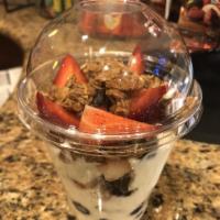 Granola Parfait · Homemade granola, plain yogurt, mixed berries