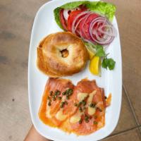 The Lox* · Bagel, Smoked Salmon, Red Onion, Tomato, and Cream Cheese